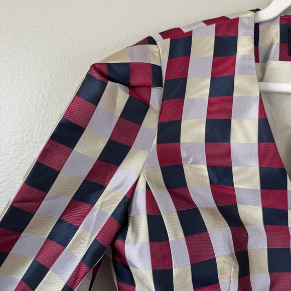 Tuckernuck Bordeaux Check Jacquard Zoey Top - Picture 5 of 9